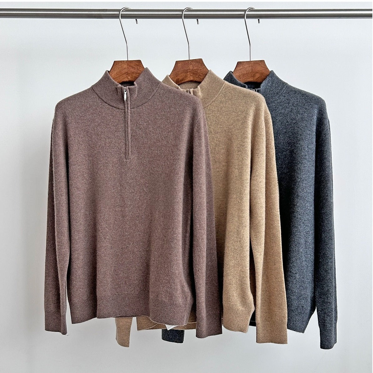 Cashmere Wool Quarter Zip Sweater