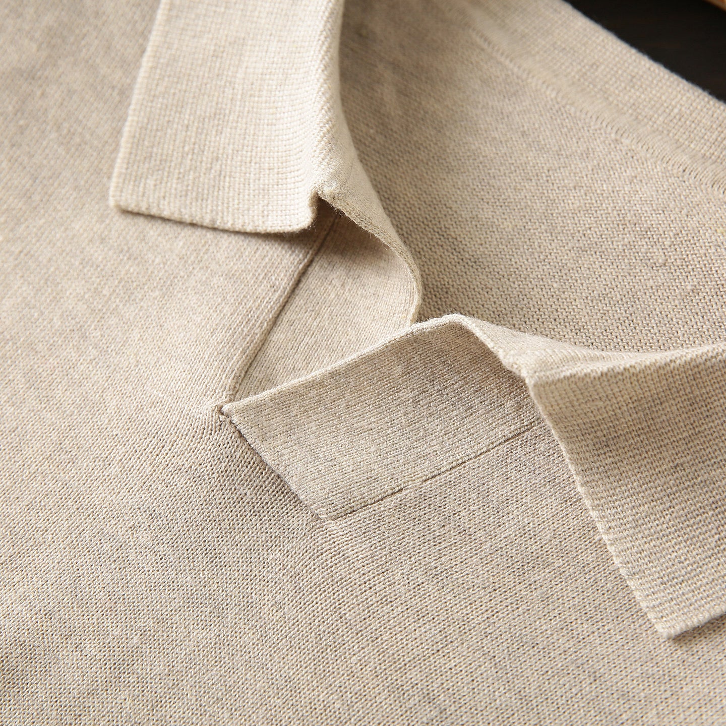 Wool Long Sleeve Buttonless Polo