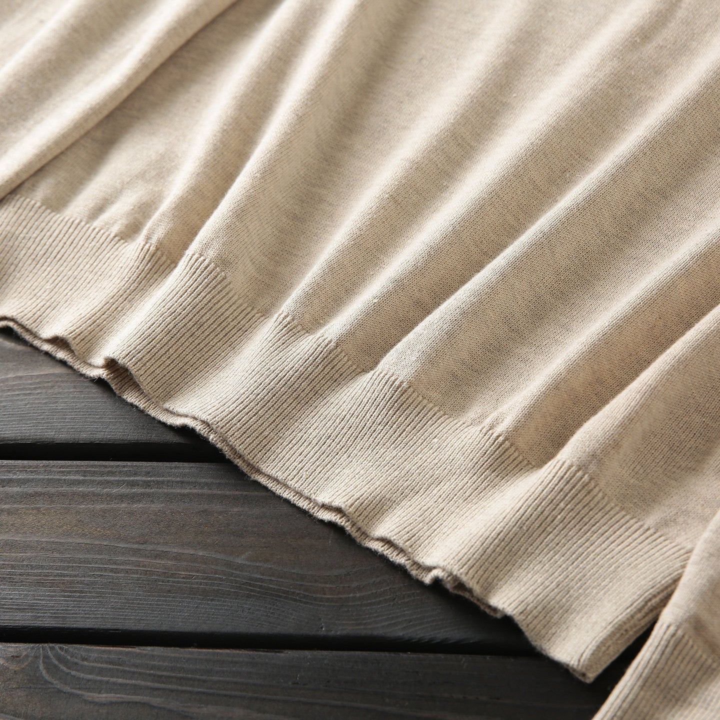 Wool Long Sleeve Buttonless Polo