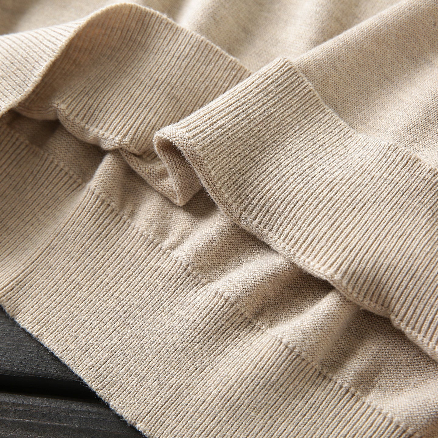 Wool Long Sleeve Buttonless Polo