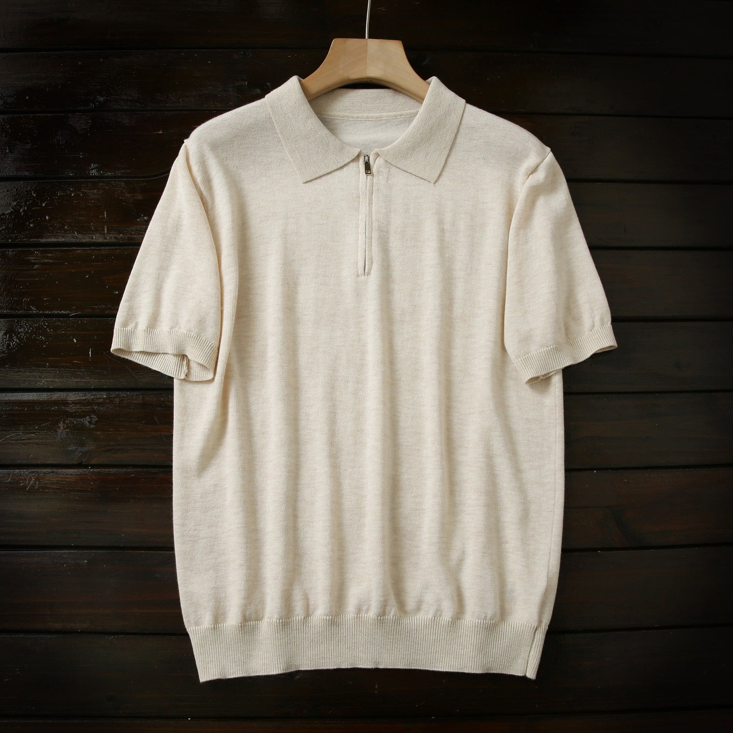 Wool Knitted Quarter-zip Polo