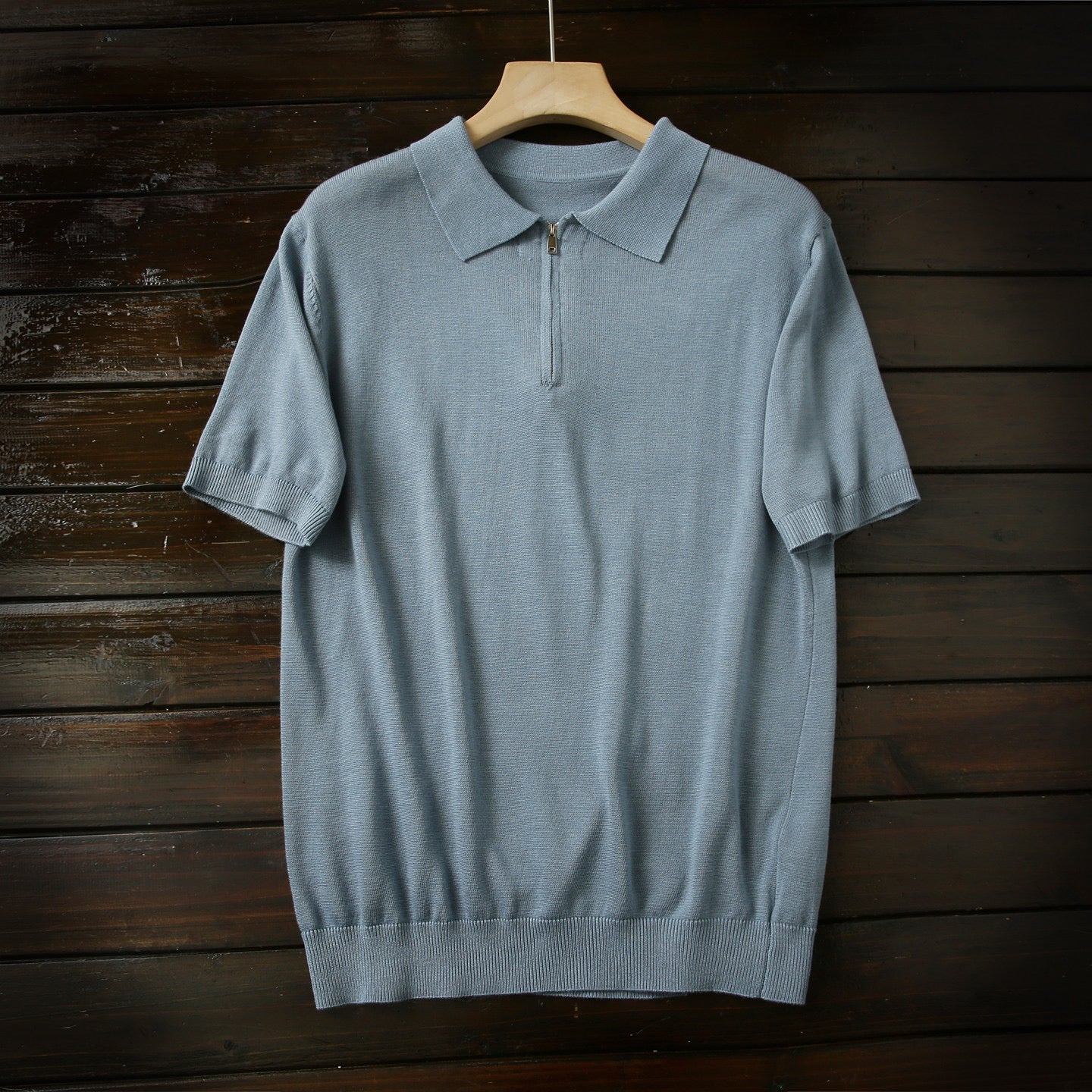 Wool Knitted Quarter-zip Polo