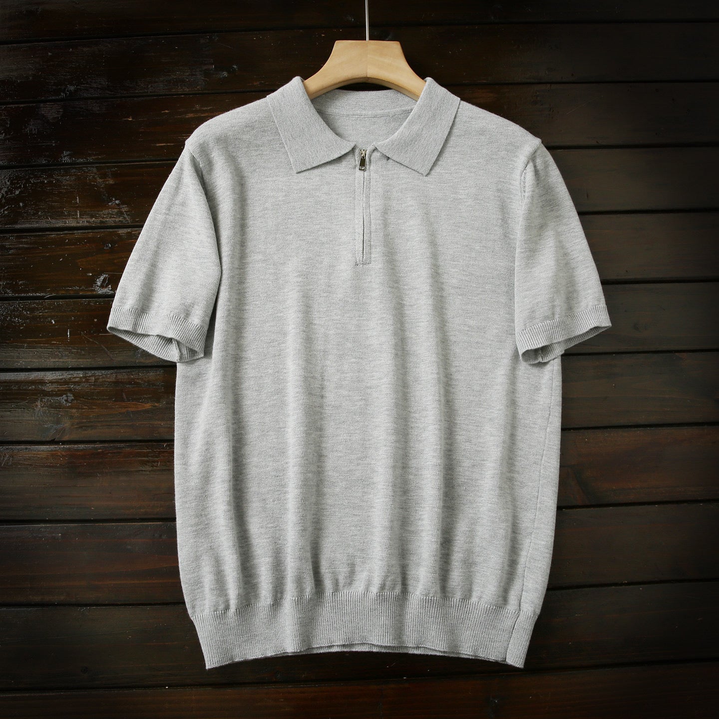 Wool Knitted Quarter-zip Polo