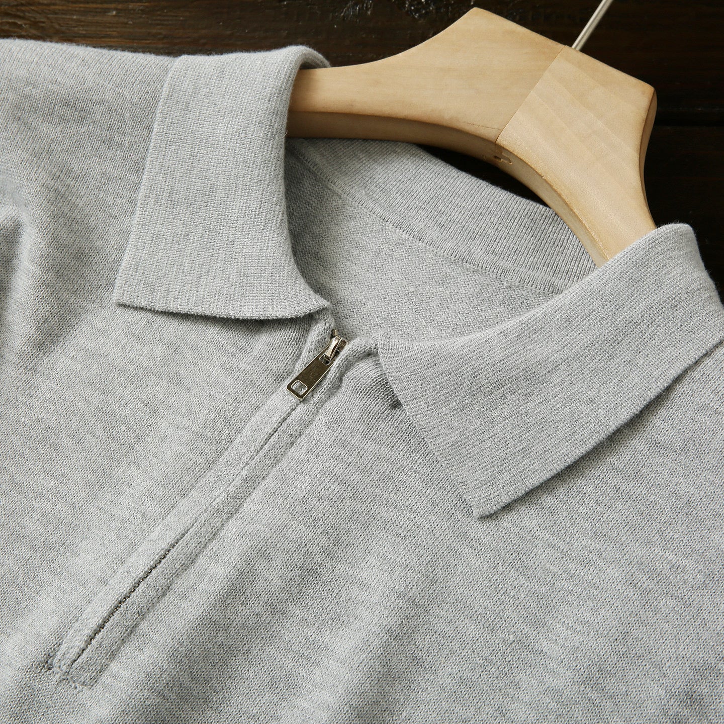 Wool Knitted Quarter-zip Polo