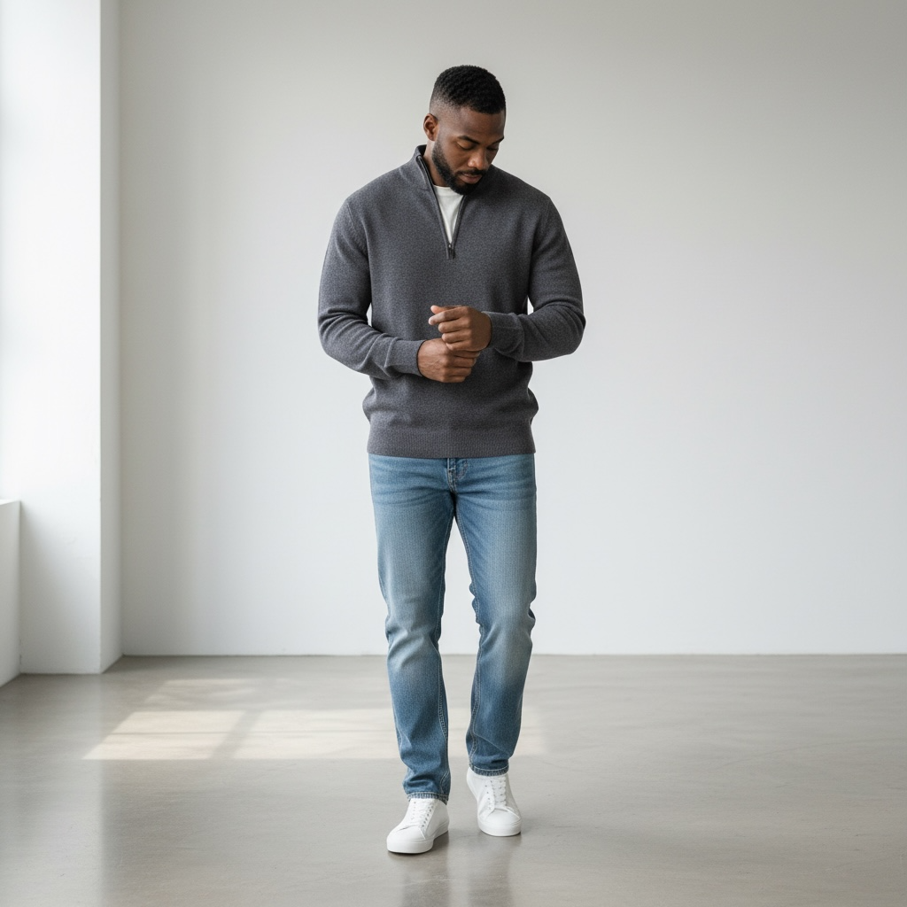 Cashmere Wool Quarter Zip Sweater