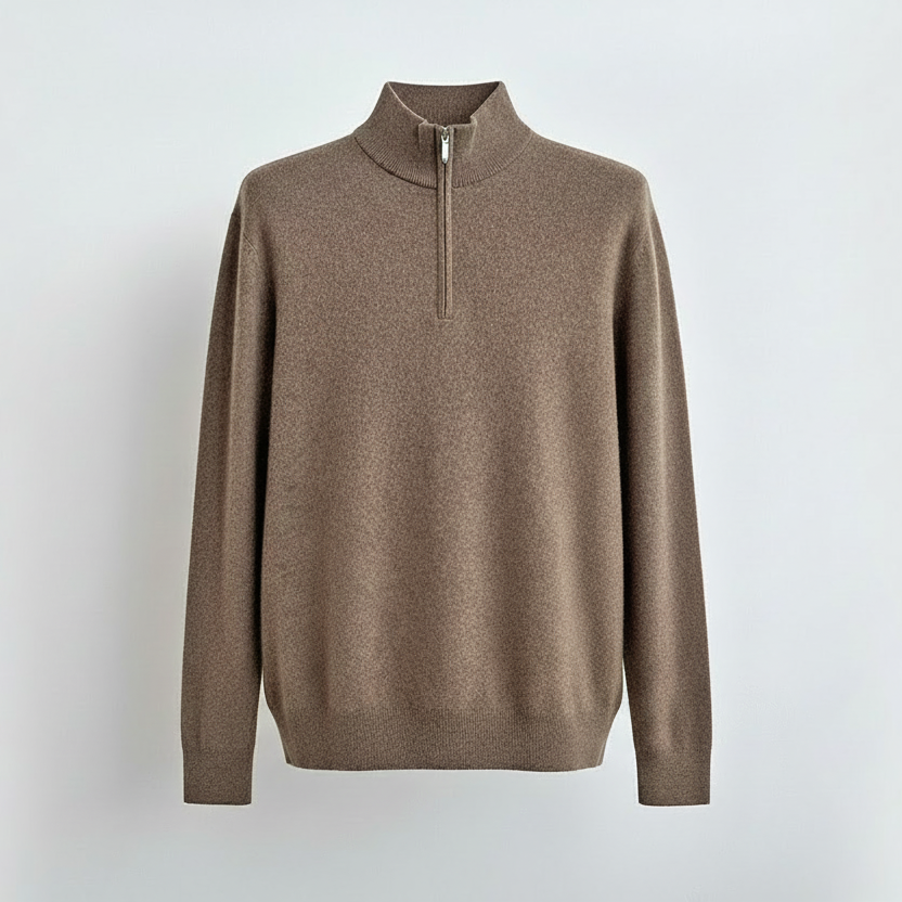 Cashmere Wool Quarter Zip Sweater