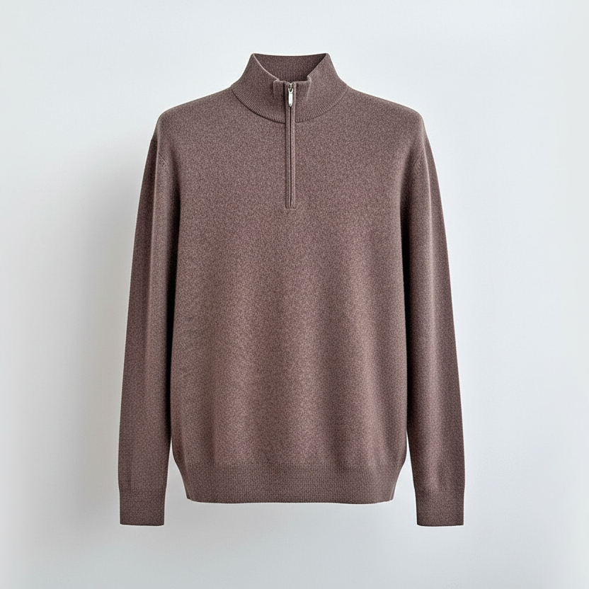 Cashmere Wool Quarter Zip Sweater
