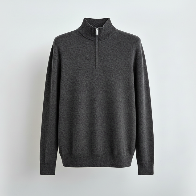 Cashmere Wool Quarter Zip Sweater